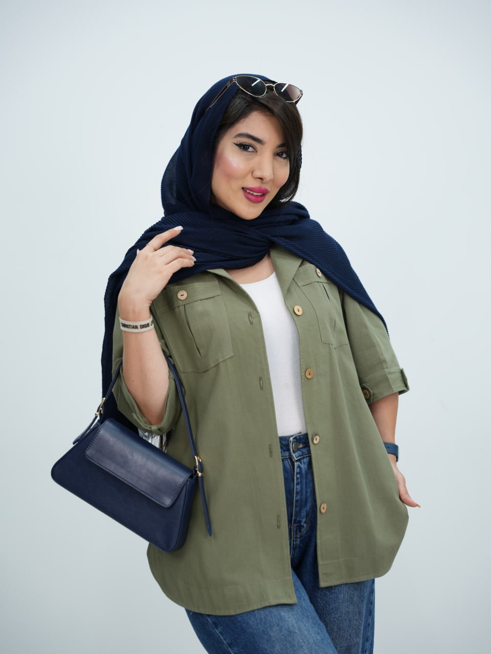 شومیز دکمه چوبی الای کد 4267