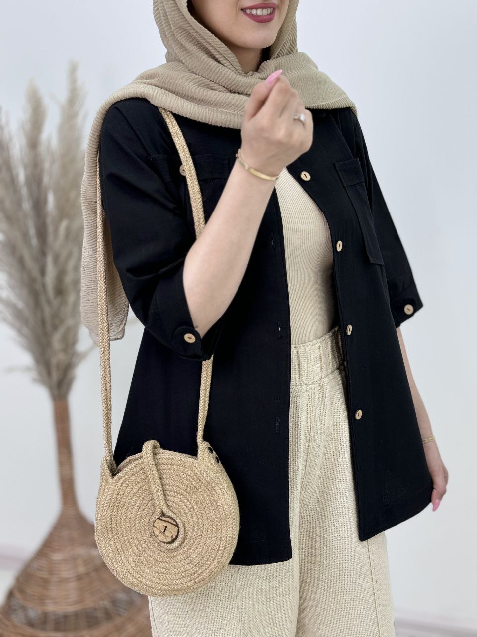 شومیز دکمه چوبی الای کد 4267