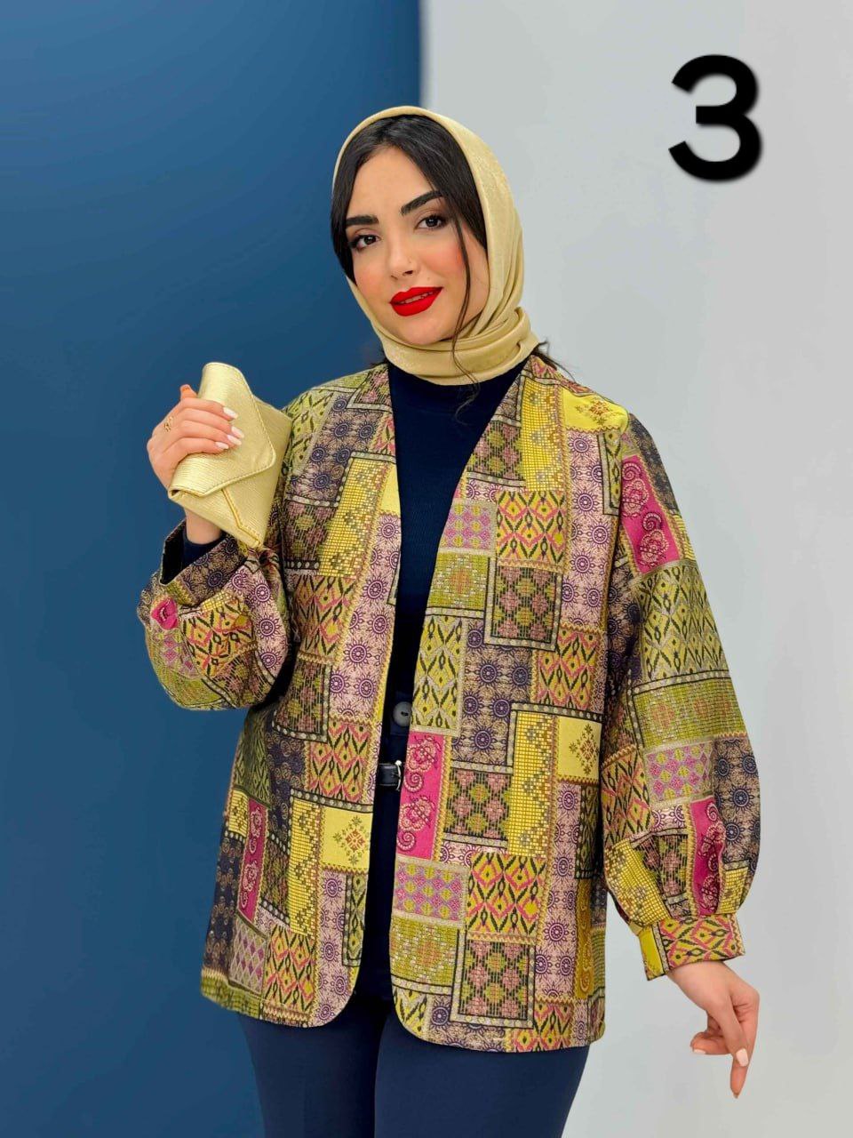 کتی ژاکارد آستین پفی رخشا کد 5738