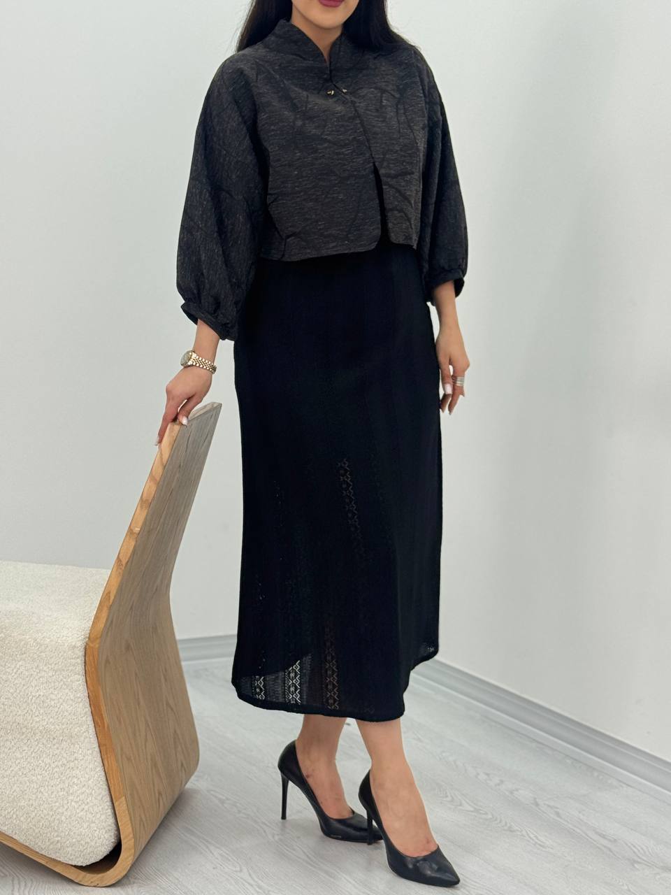 ست پیراهن و جلوبسته کمردار پاپوک کد 5782