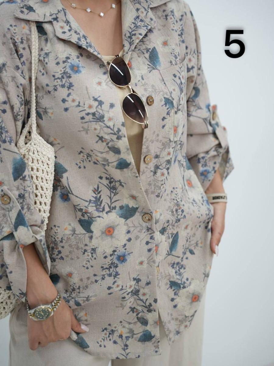 شومیز طرحدار تک جیب دلارا کد 6038