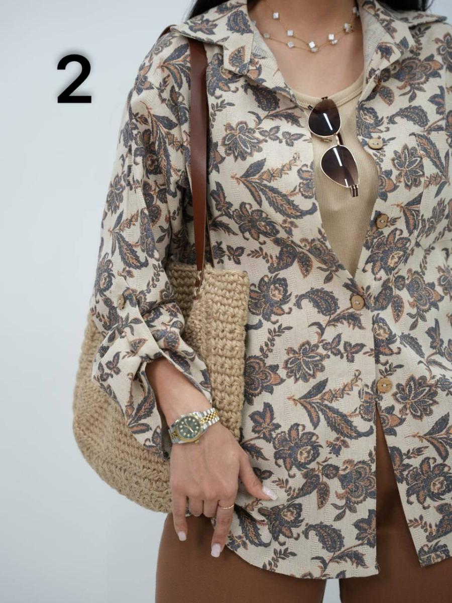 شومیز طرحدار تک جیب دلارا کد 6038