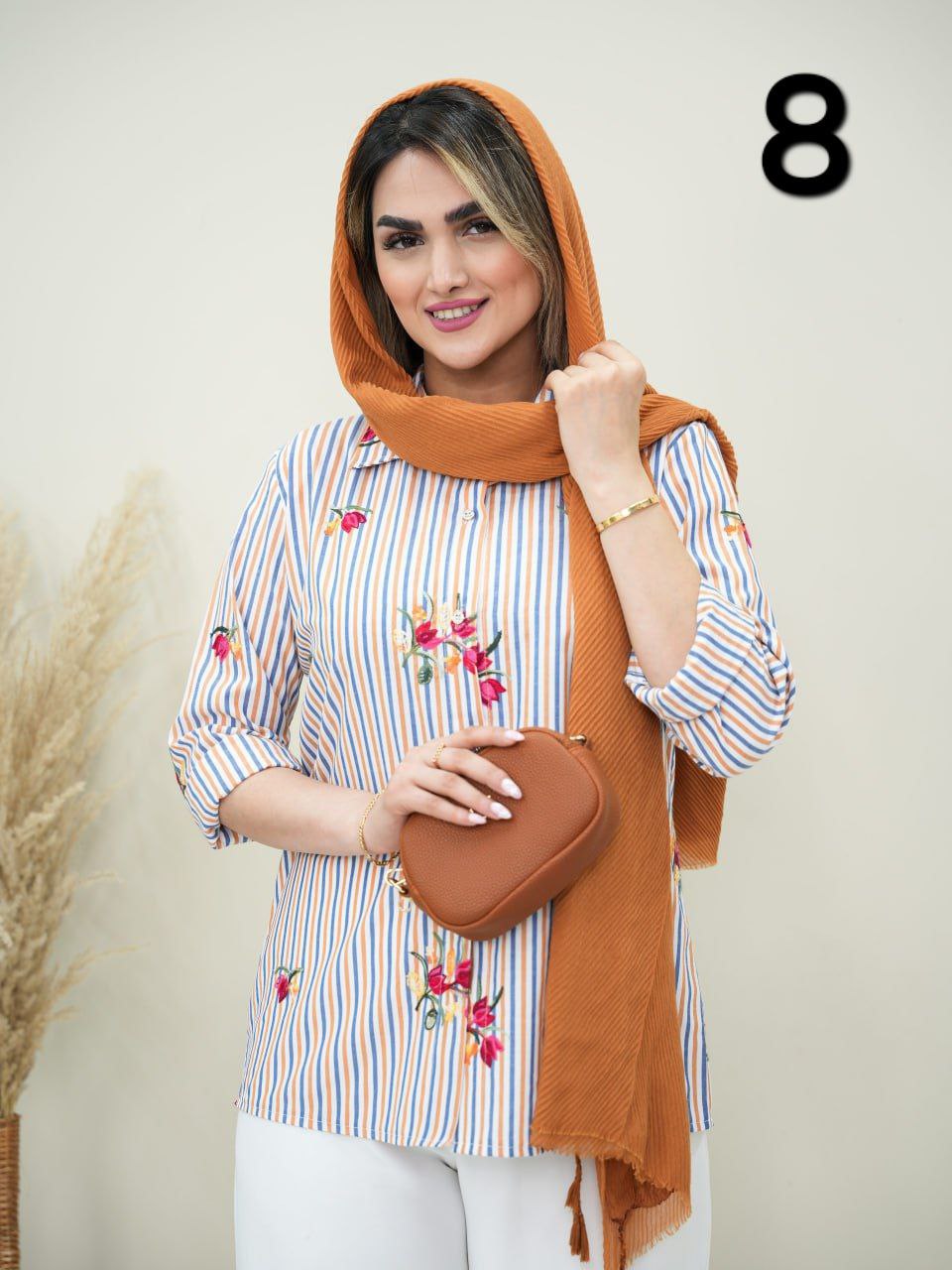 شومیز راه راه گلدار رزیتا کد 6055