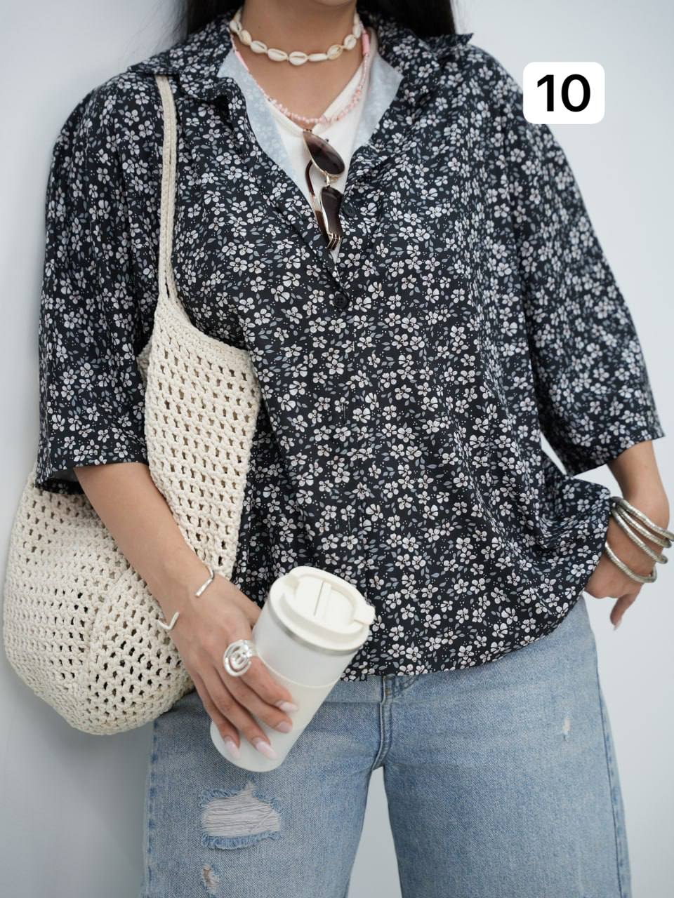 شومیز استین کوتاه نازدونه کد 6096