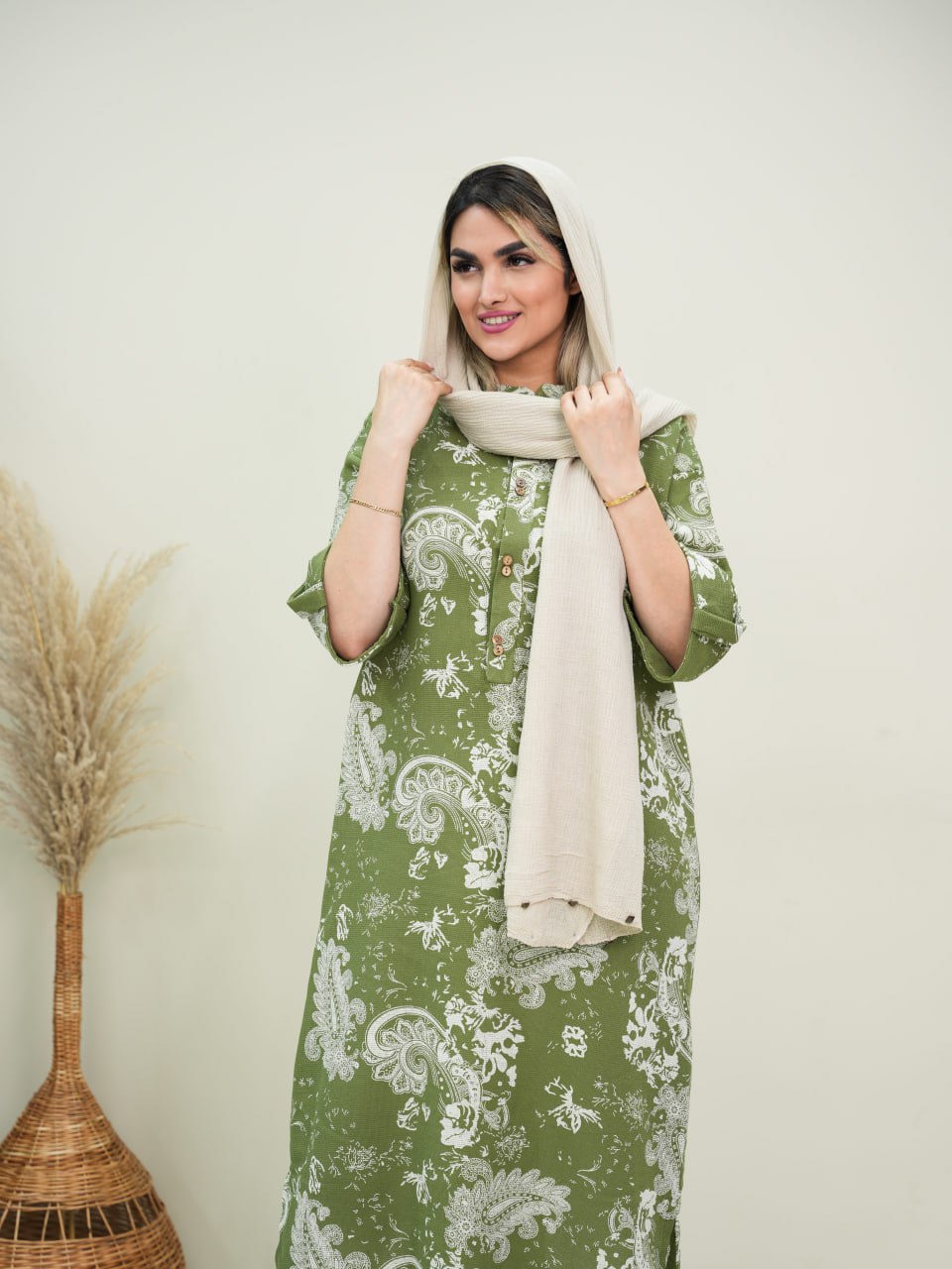 پیراهن یقه دکمه الهام کد 6098