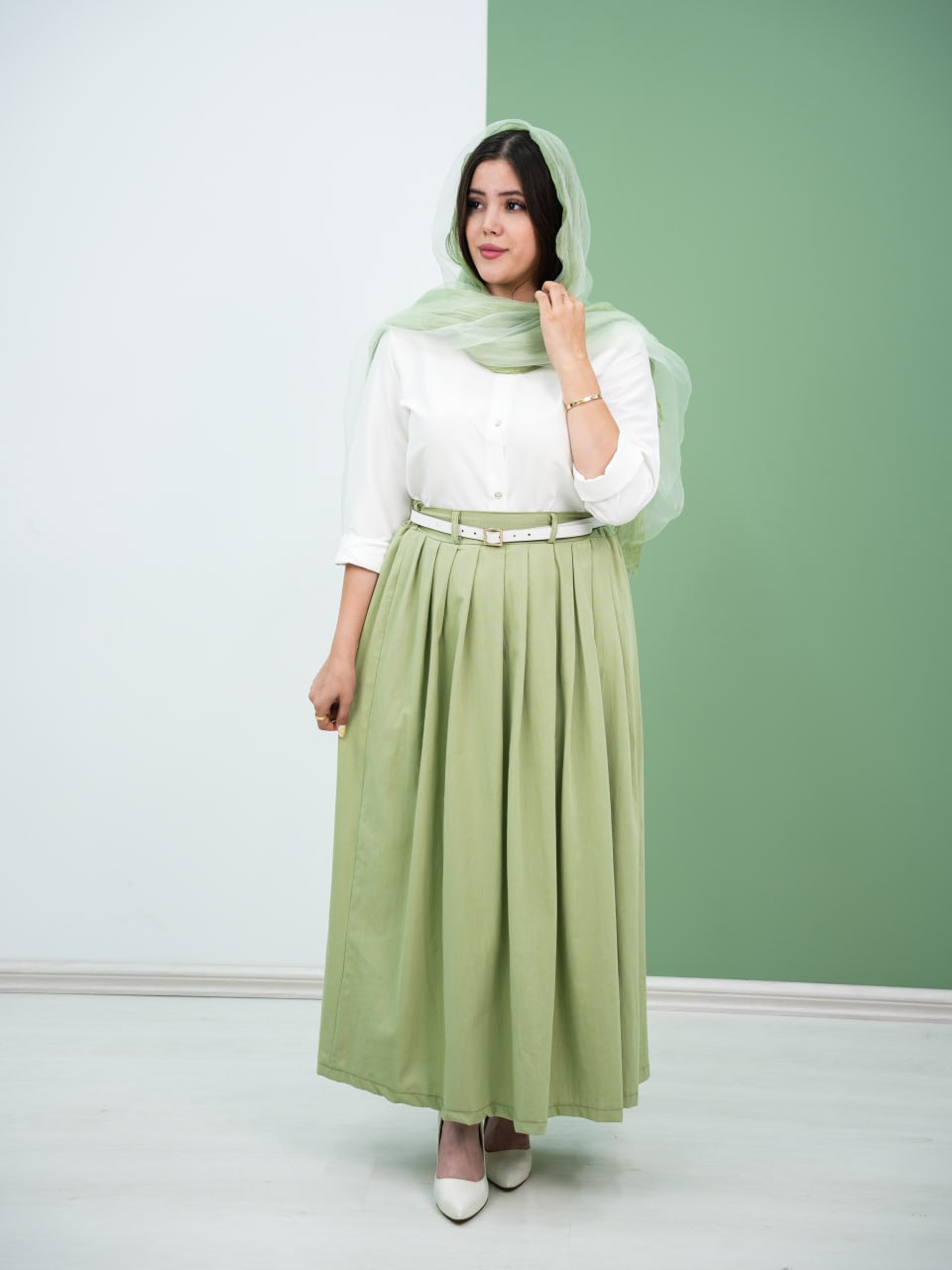 دامن لنین جلو پیله مونیک کد 6115