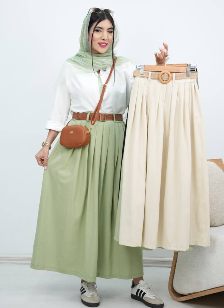 دامن لنین جلو پیله مونیک کد 6115