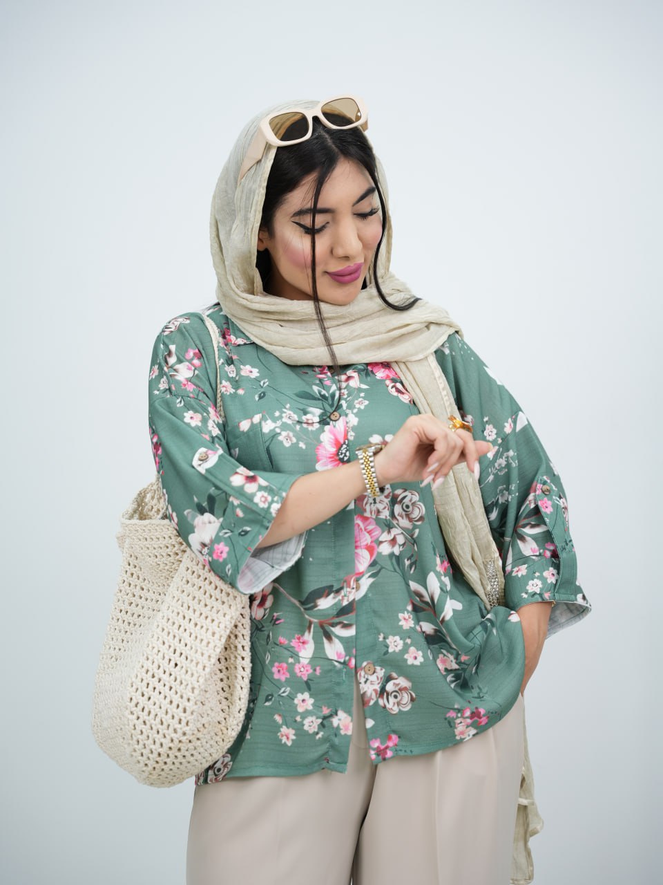 شومیز ایتالیایی تک جیب گلایل کد6228