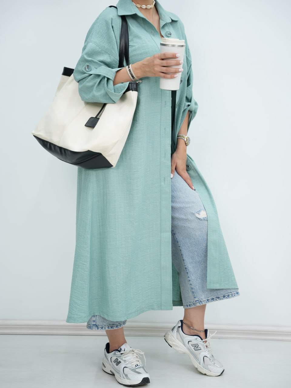 مانتو بلند کمردارشهبانو کد6252