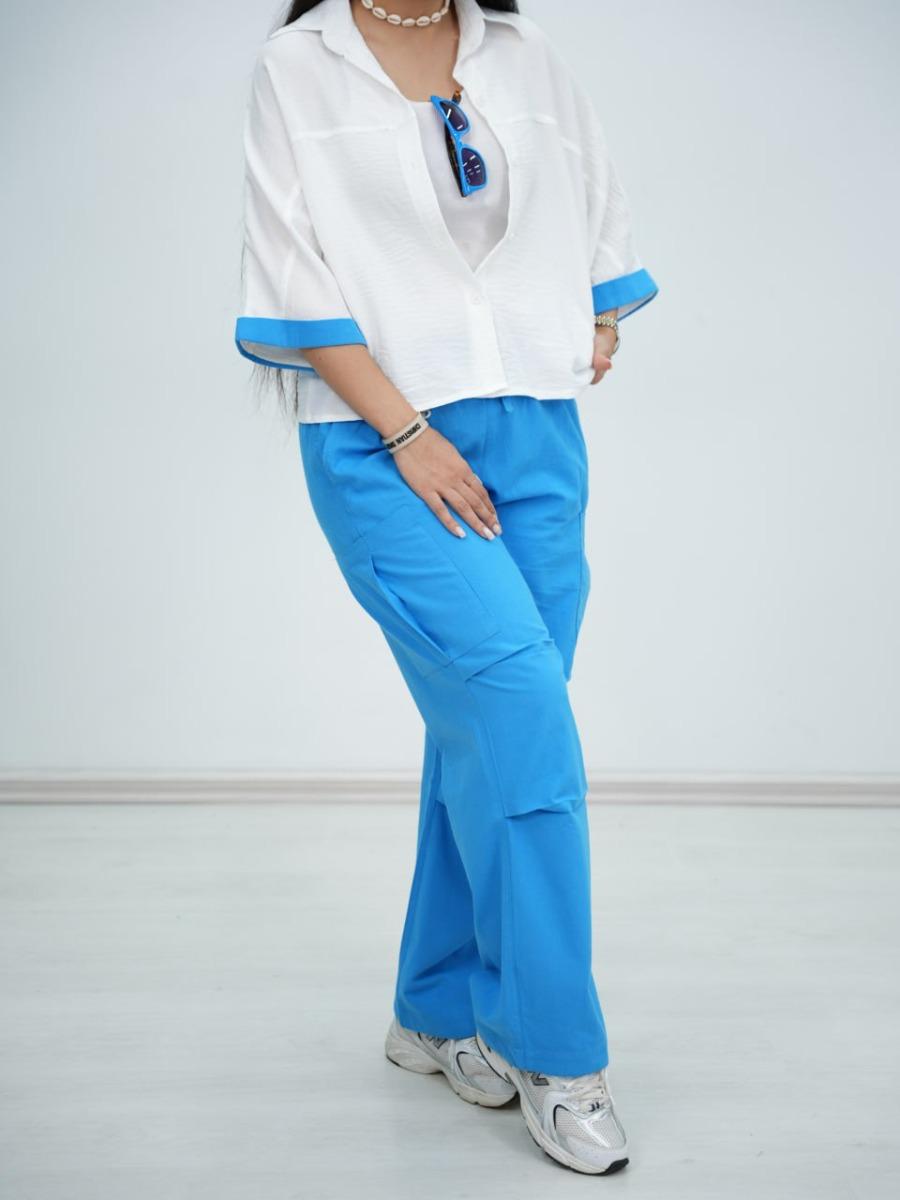 ست شومیز کراپ و شلوار آلما کد 6260