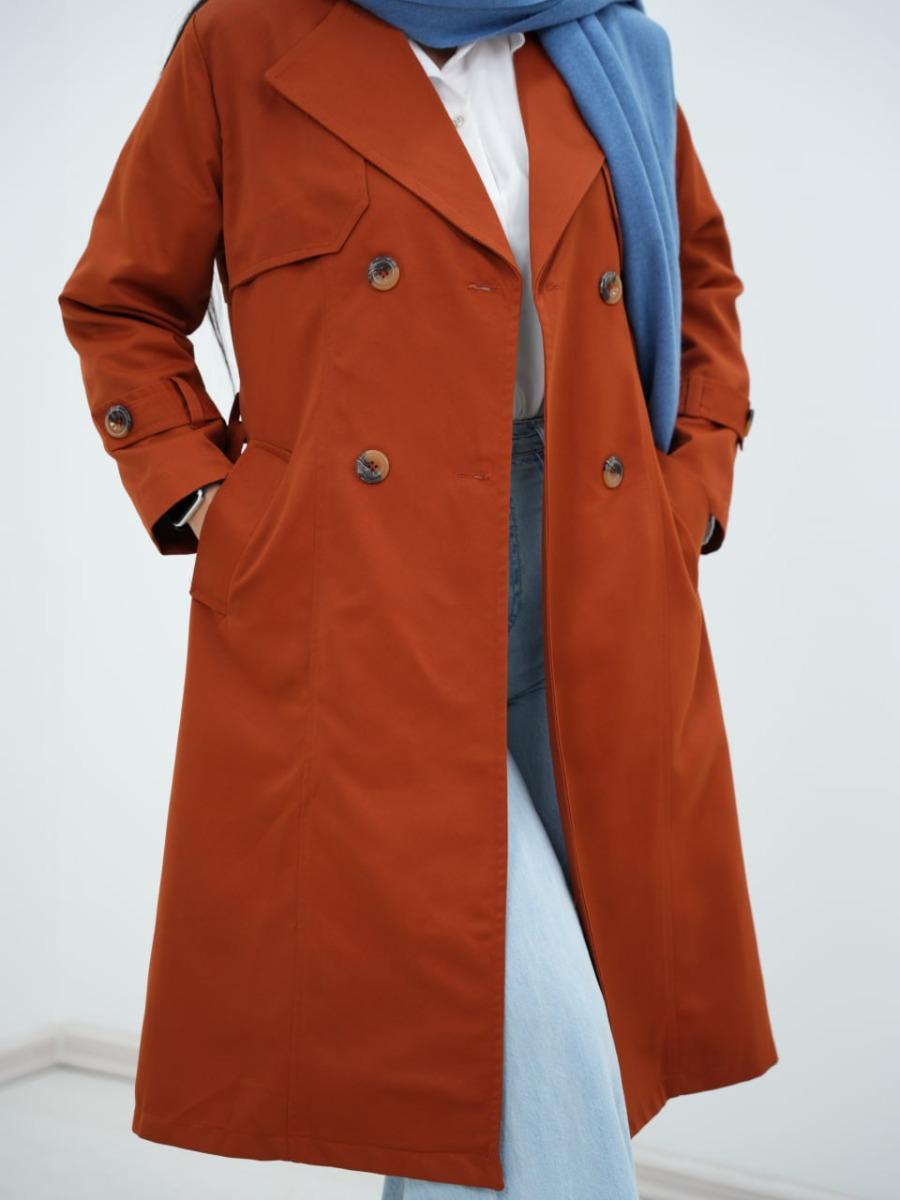 بارونی کتان کمردار شانزی کد 6404