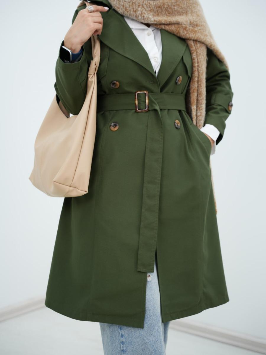 بارونی کتان کمردار شانزی کد 6404