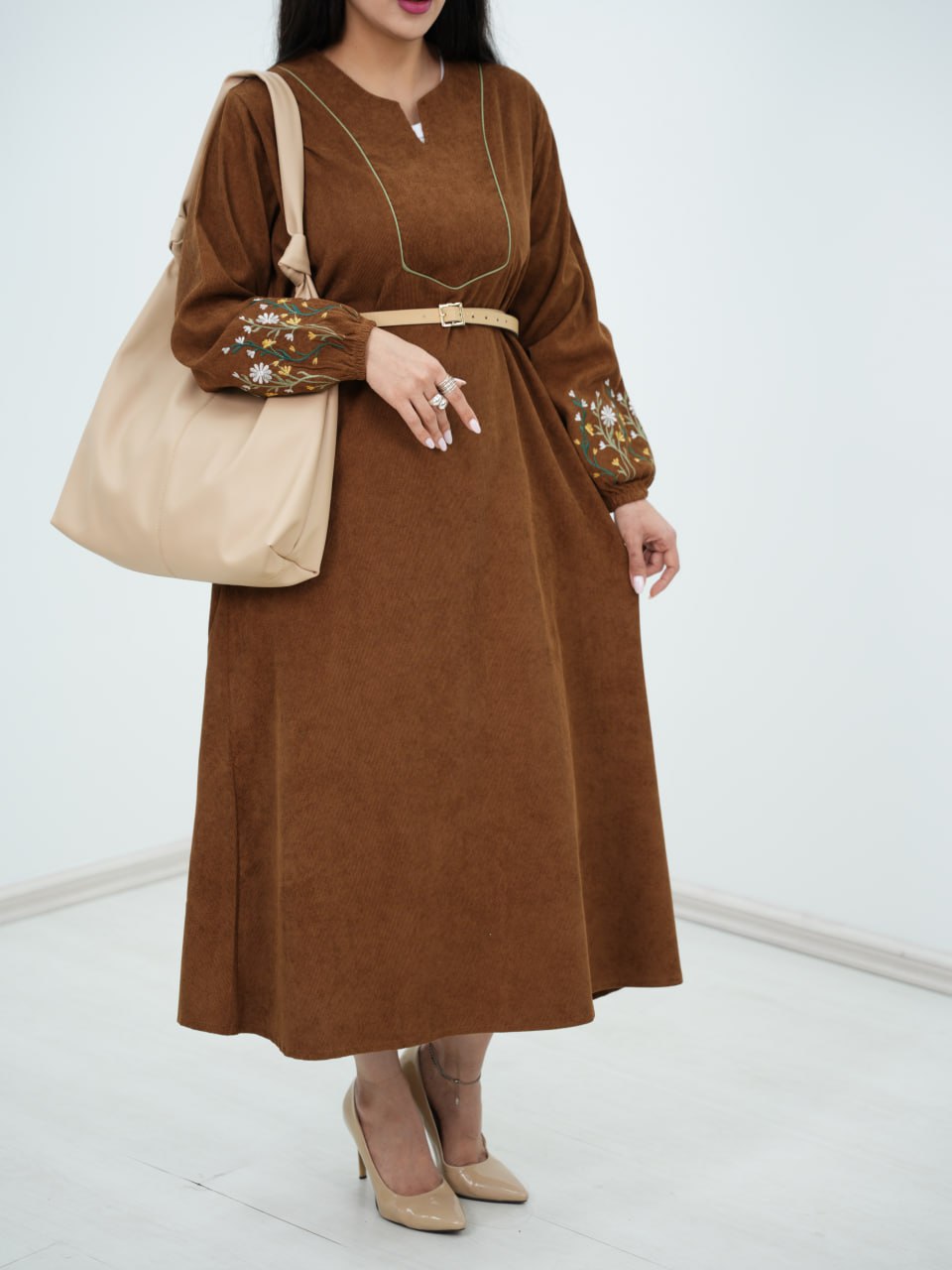 پیراهن مخمل کبریتی زوما کد 6461