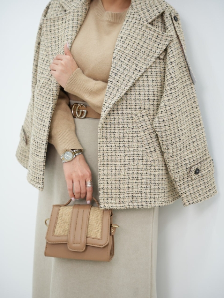 کت آستردار کمردار لایونا کد 6468