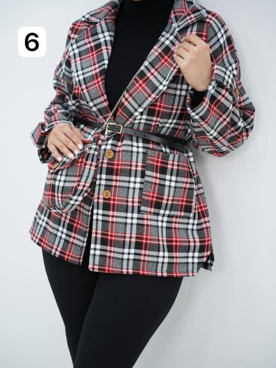 کت چهارخونه کیف دار کتی کد 6481