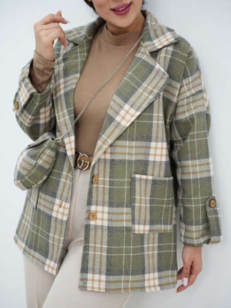 کت چهارخونه کیف دار کتی کد 6481