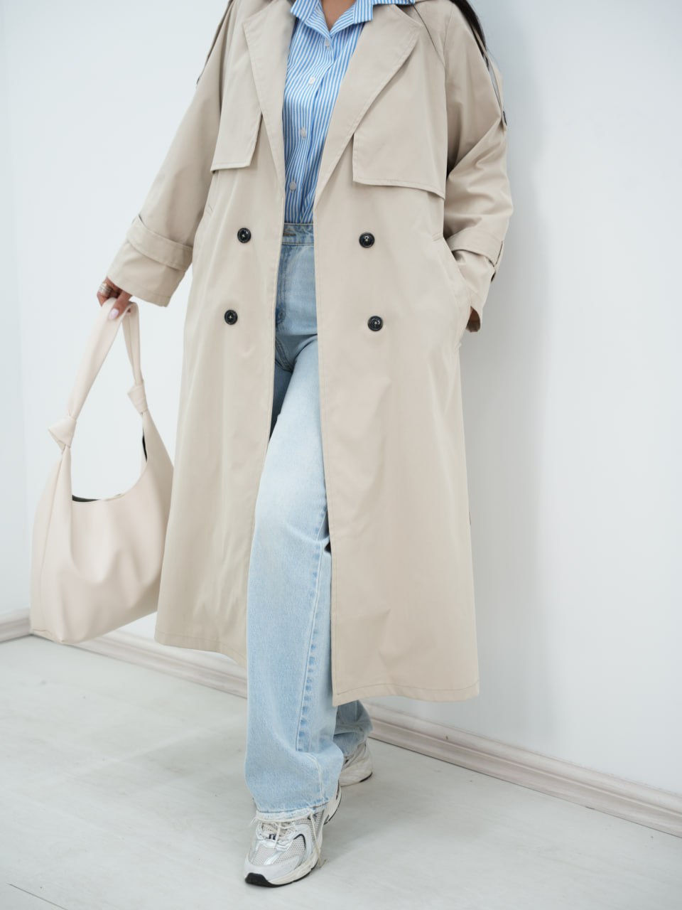 بارونی بلند ژیله دار کمردار لاته کد 6513