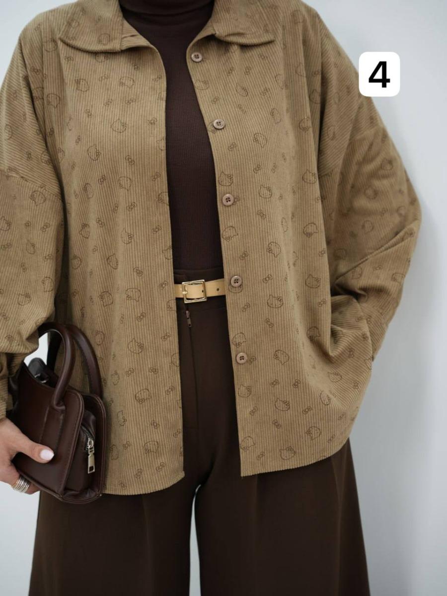 شومیز طرحدار کبریتی اور تبی کد 6532