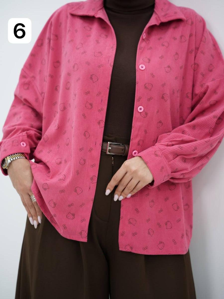 شومیز طرحدار کبریتی اور تبی کد 6532