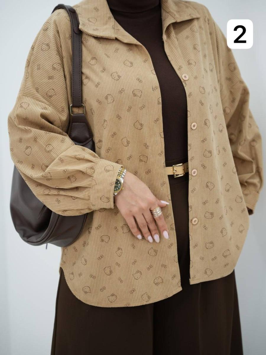 شومیز طرحدار کبریتی اور تبی کد 6532