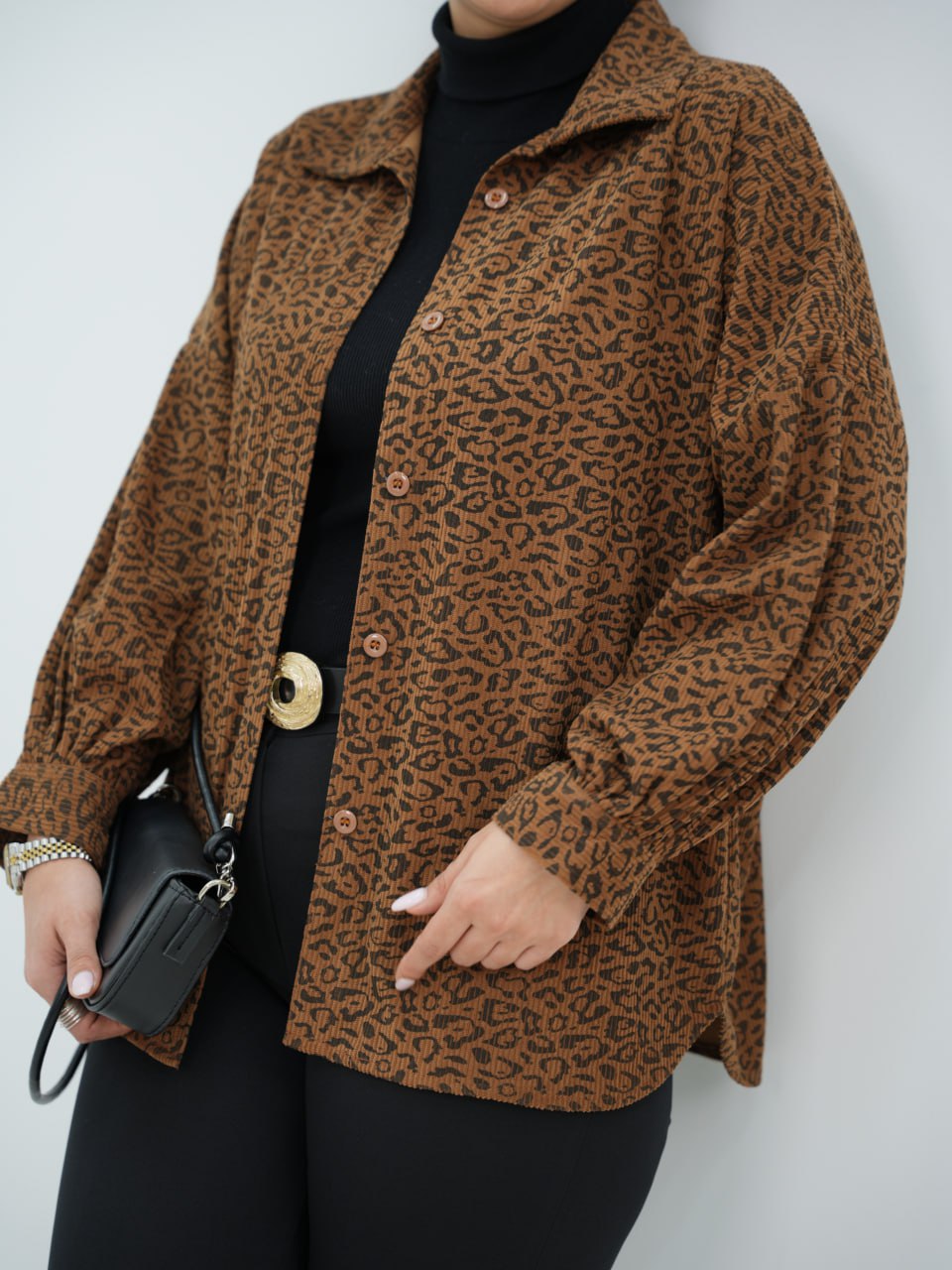 شومیز طرحدار کبریتی اور تبی کد 6532