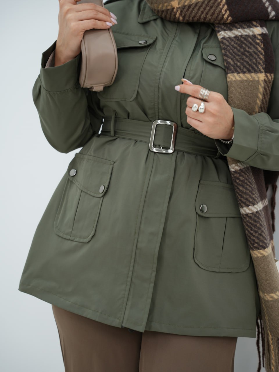 بارونی چهارجیب کمردار سنترال کد 6534