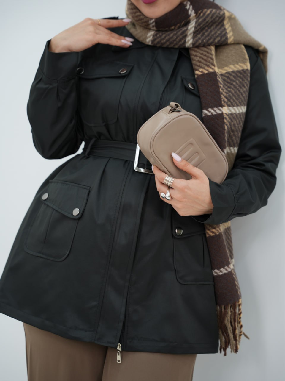 بارونی چهارجیب کمردار سنترال کد 6534