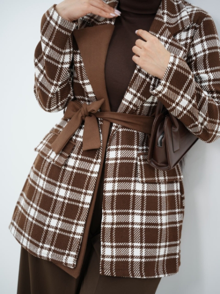 کتی چهارخونه کمردار کویین کد 6564