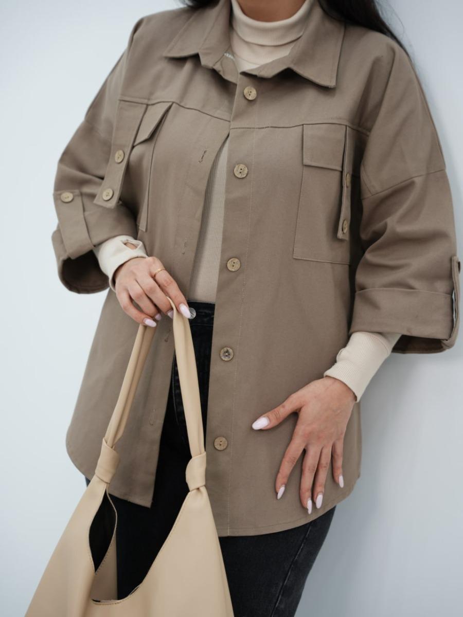 شومیز کتان جیب صلیبی درفک کد 6569