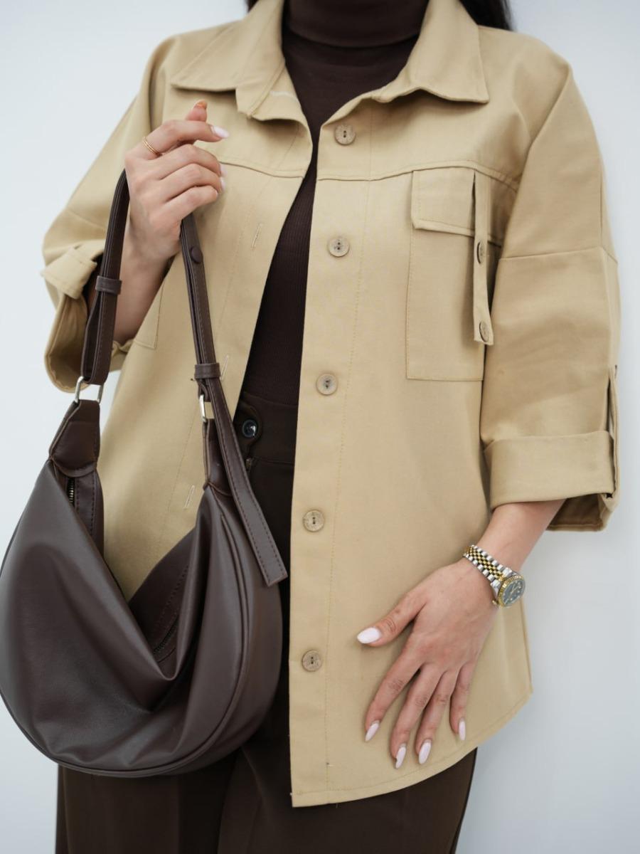 شومیز کتان جیب صلیبی درفک کد 6569