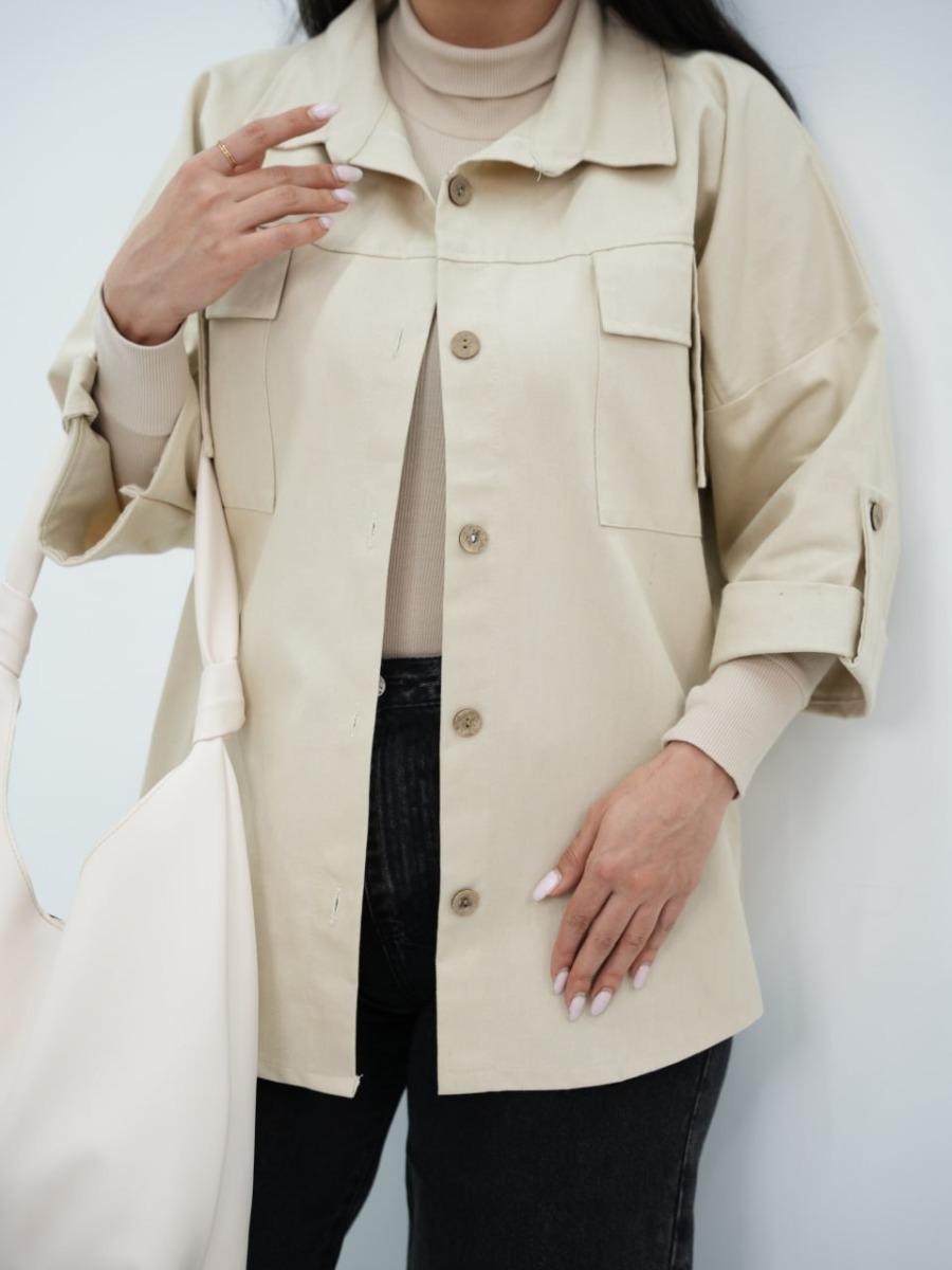 شومیز کتان جیب صلیبی درفک کد 6569