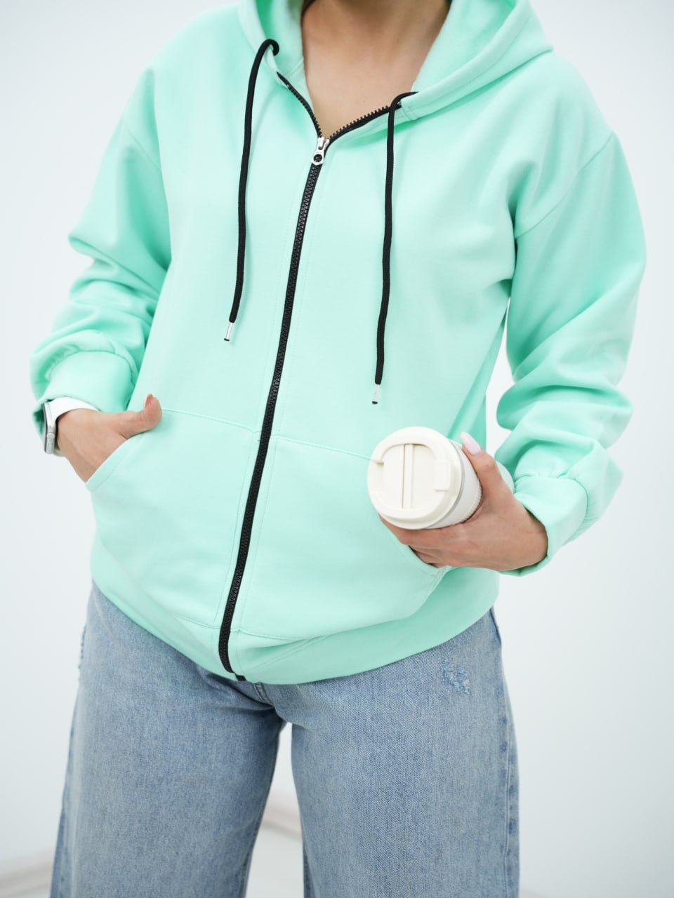 سویشرت رنگی کلاهدار دلوان کد 6570