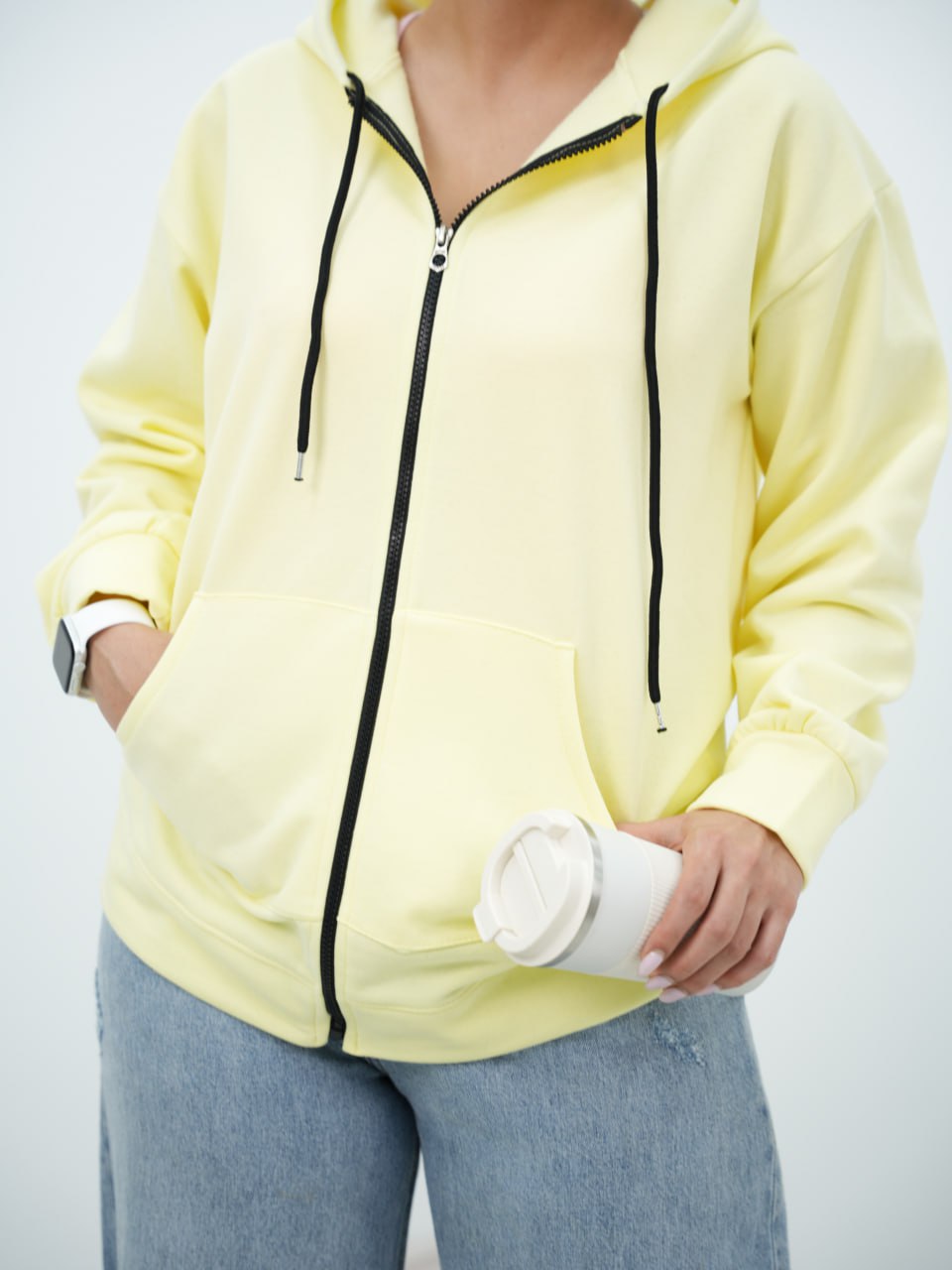 سویشرت رنگی کلاهدار دلوان کد 6570