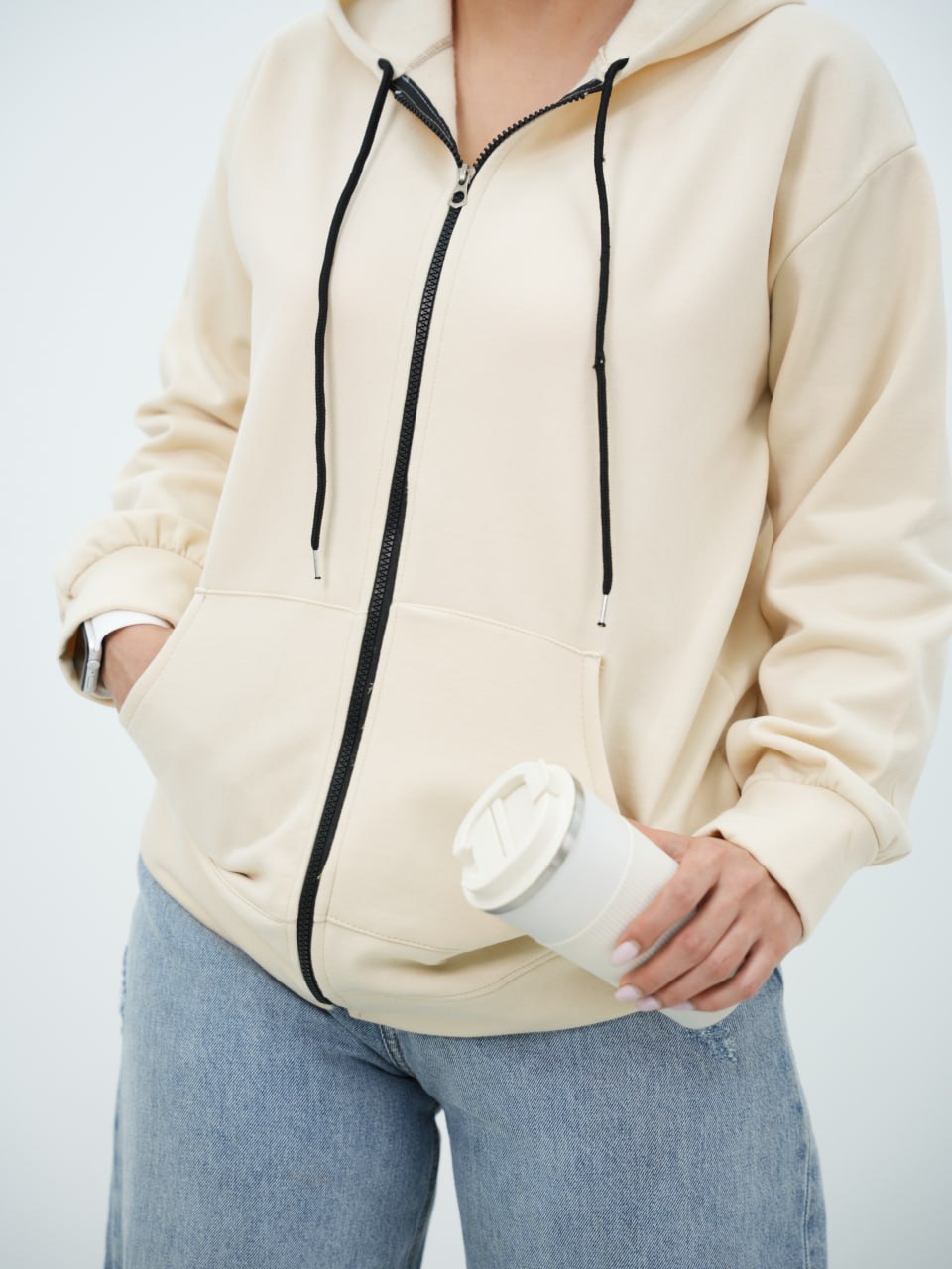 سویشرت رنگی کلاهدار دلوان کد 6570