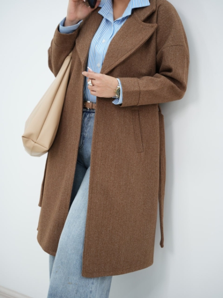 پالتو فوتر بلند کمردار مرسانا کد 6575