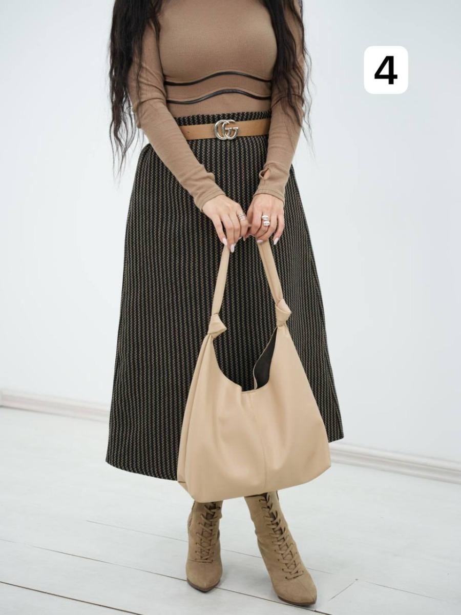 دامن گندمی پشت کش طناز کد 6590