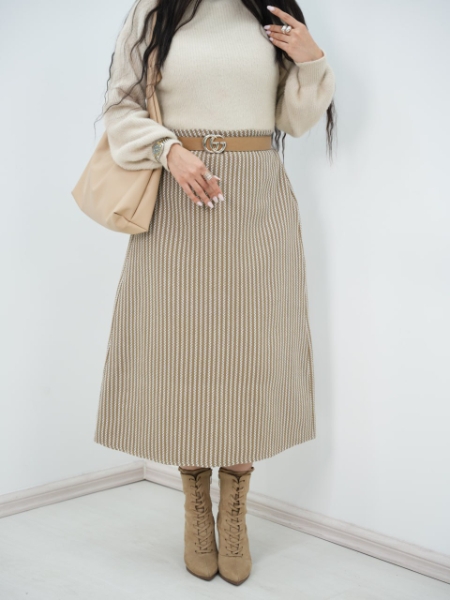 دامن گندمی پشت کش طناز کد 6590