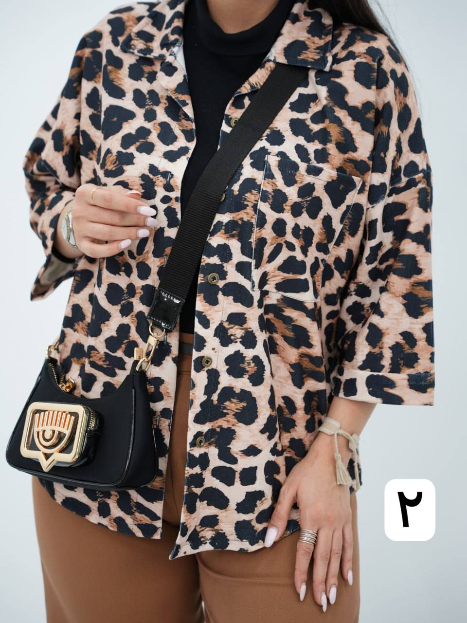 شومیز طرحدار تک جیب آذین کد 6604