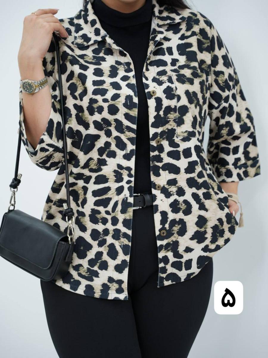 شومیز طرحدار تک جیب آذین کد 6604