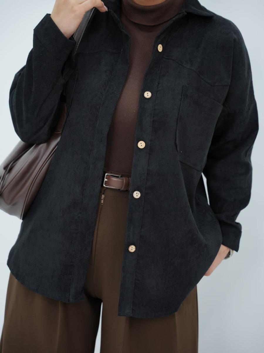 شومیز مخمل کبریتی دوجیب مطهره کد 6625