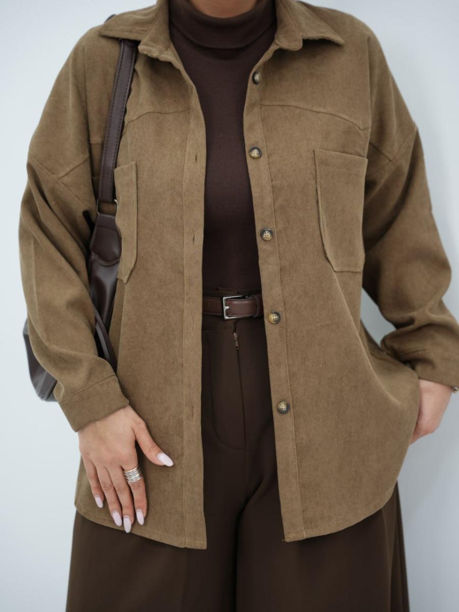 شومیز مخمل کبریتی دوجیب مطهره کد 6625