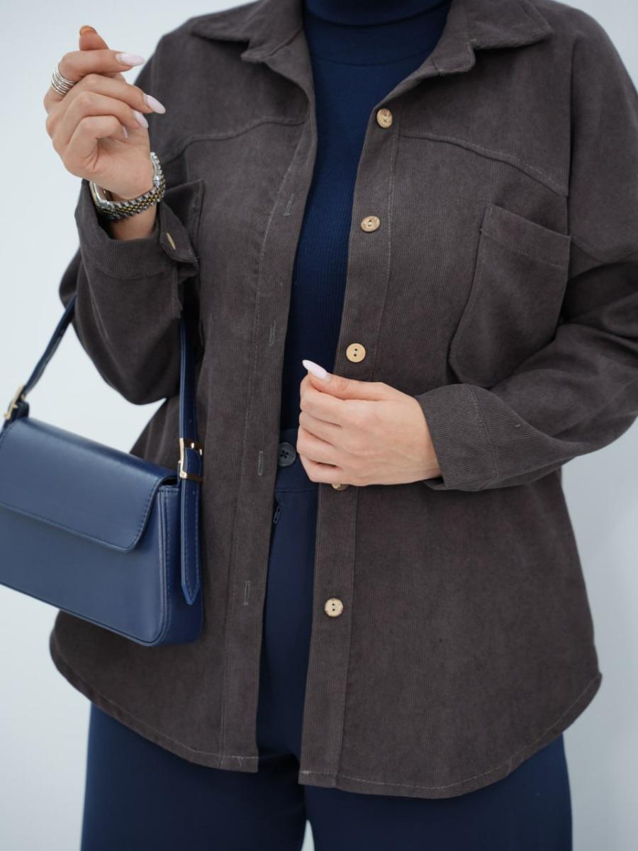 شومیز مخمل کبریتی دوجیب مطهره کد 6625