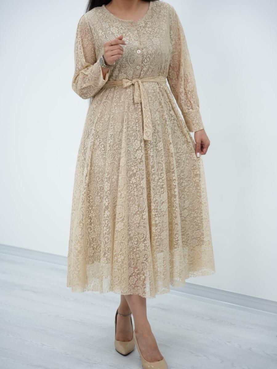 پیراهن گیپور کمردار نارون کد 6635