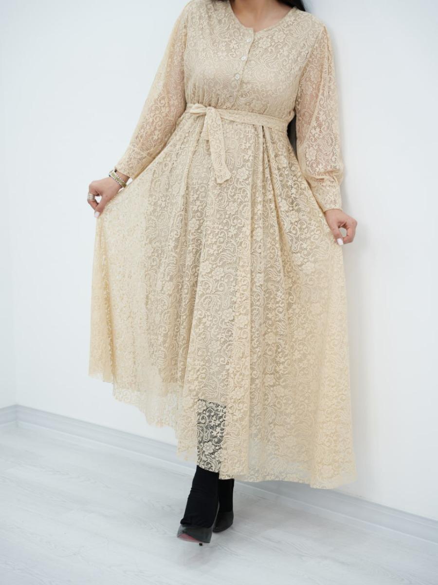 پیراهن گیپور کمردار نارون کد 6635