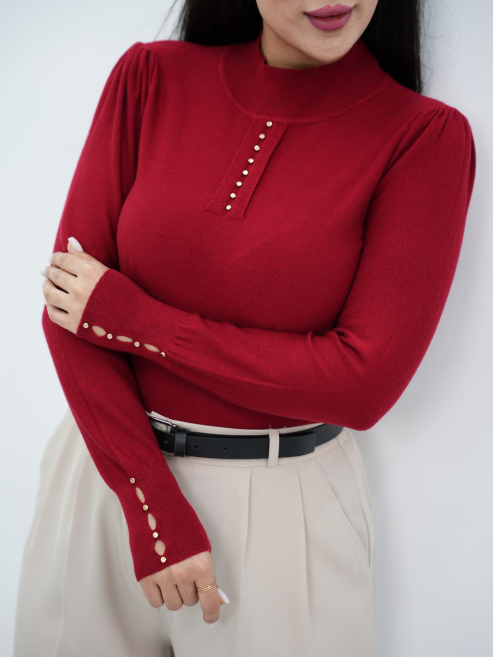 بلوز گپ جلو دکمه خامه کد 6643