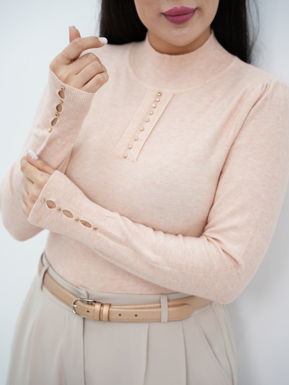 بلوز گپ جلو دکمه خامه کد 6643