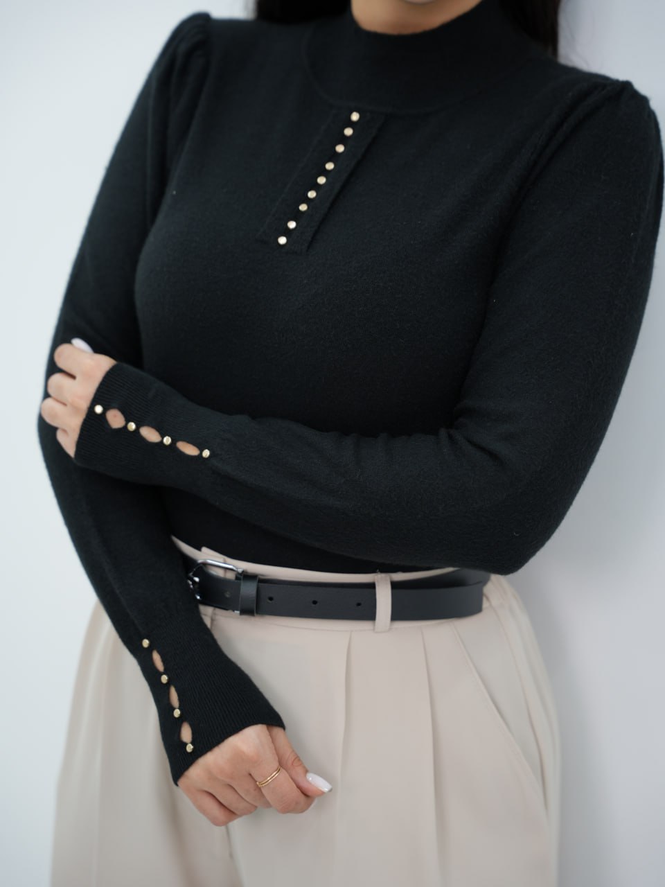 بلوز گپ جلو دکمه خامه کد 6643