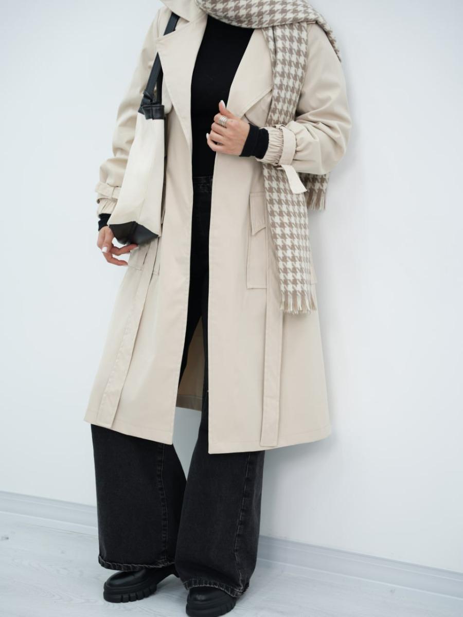 بارونی بلند کمرکش شفرونی کد6648