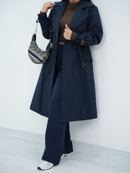 بارونی بلند کمرکش شفرونی کد6648