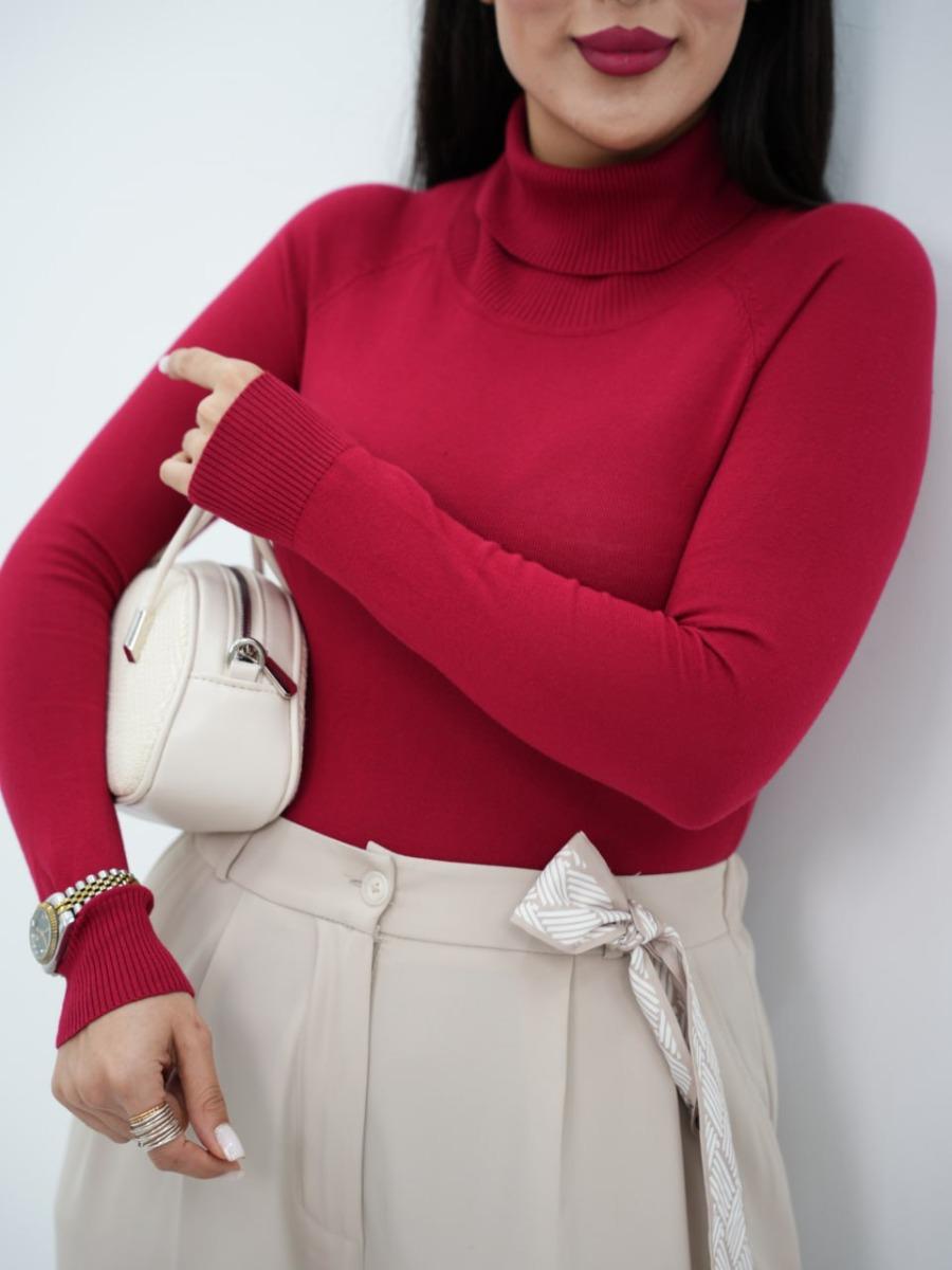 بافت یقه اسکی ساده سولی کد6656